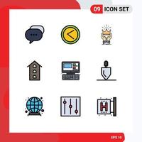 Stock Vector Icon Pack of 9 Line Signs and Symbols for store shop front crown house royal Editable Vector Design Elements