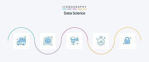 Data Science Blue 5 Icon Pack Including rack. lock. lock. binary code. experiment vector