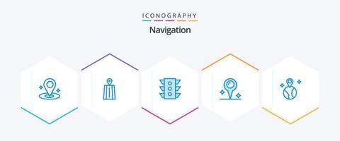 Navigation 25 Blue icon pack including . map. signal. world. location vector