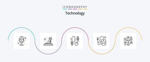 tecnología línea 5 5 icono paquete incluso . jerarquía. conexión. conexión. ratón vector