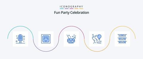 Party Blue 5 Icon Pack Including buntings. party. drum. celebration. balloons vector