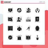 Universal Icon Symbols Group of 16 Modern Solid Glyphs of child care hands graph management finance Editable Vector Design Elements