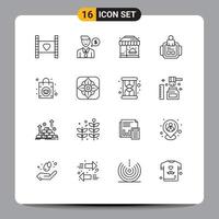 dieciséis creativo íconos moderno señales y símbolos de bolso hora dólar hombre comida editable vector diseño elementos