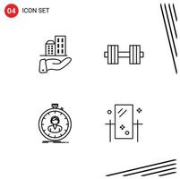 Stock Vector Icon Pack of 4 Line Signs and Symbols for architecture speed sustainable gym timer Editable Vector Design Elements