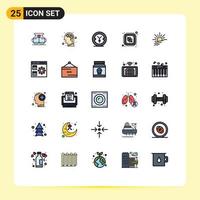 Set of 25 Modern UI Icons Symbols Signs for brightness processing coin computer central Editable Vector Design Elements