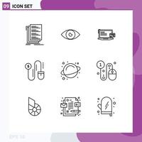 Outline Pack of 9 Universal Symbols of marketing mouse eye online payment computer Editable Vector Design Elements