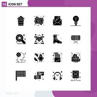 Pack of 16 Modern Solid Glyphs Signs and Symbols for Web Print Media such as property process compose idea mail Editable Vector Design Elements