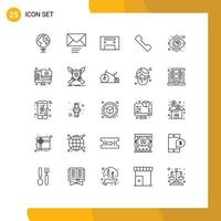 Group of 25 Lines Signs and Symbols for folder analytics vintage visibility eye Editable Vector Design Elements