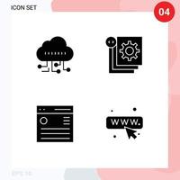 Universal Icon Symbols Group of 4 Modern Solid Glyphs of data hamburger coding process menu Editable Vector Design Elements