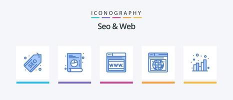 Seo and Web Blue 5 Icon Pack Including . web. seo. Creative Icons Design vector