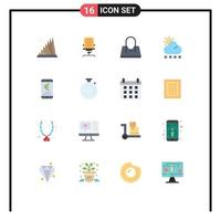16 Universal Flat Color Signs Symbols of weather snow chair forecast fashion Editable Pack of Creative Vector Design Elements