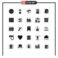 Set of 25 Modern UI Icons Symbols Signs for file type document navigation design food Editable Vector Design Elements