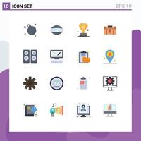 Pictogram Set of 16 Simple Flat Colors of portfolio case vision business canada Editable Pack of Creative Vector Design Elements