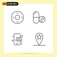 4 Line concept for Websites Mobile and Apps cosmos education book symbols pills location Editable Vector Design Elements