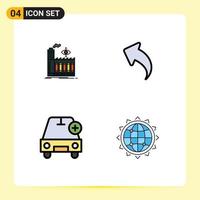 Pictogram Set of 4 Simple Filledline Flat Colors of mill more smoke back vehicles Editable Vector Design Elements