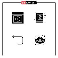 Set of 4 Commercial Solid Glyphs pack for communication arrow user repair loop arrow Editable Vector Design Elements