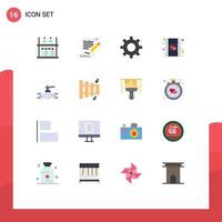 Set of 16 Modern UI Icons Symbols Signs for plumbing mechanical protection movie heart Editable Pack of Creative Vector Design Elements