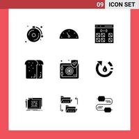 9 Creative Icons Modern Signs and Symbols of protect loaf develop holiday dinner Editable Vector Design Elements