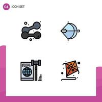 4 Thematic Vector Filledline Flat Colors and Editable Symbols of dumbbell business weightlifting arrow gdpr Editable Vector Design Elements