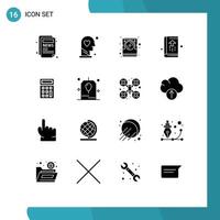 16 Thematic Vector Solid Glyphs and Editable Symbols of calculator growth computer business agenda Editable Vector Design Elements