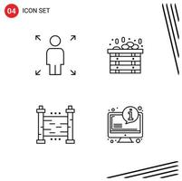 Set of 4 Modern UI Icons Symbols Signs for growth yard spa fences faq Editable Vector Design Elements