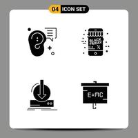 Group of 4 Modern Solid Glyphs Set for buzz addition marketing black friday dlc Editable Vector Design Elements