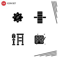 4 Thematic Vector Solid Glyphs and Editable Symbols of gear stop edge bench hobbies Editable Vector Design Elements