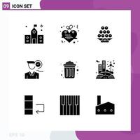 Modern Set of 9 Solid Glyphs Pictograph of appointment male love clock chinese Editable Vector Design Elements