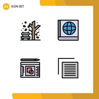 Filledline Flat Color Pack of 4 Universal Symbols of autumn success tree graph file Editable Vector Design Elements
