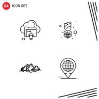 4 Line concept for Websites Mobile and Apps upload hill cloud mardi gras nature Editable Vector Design Elements