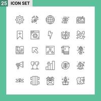 Set of 25 Modern UI Icons Symbols Signs for tag presentation geography mobile webcam Editable Vector Design Elements