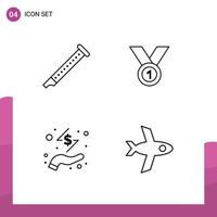 Set of 4 Modern UI Icons Symbols Signs for audio medal music achieve win Editable Vector Design Elements
