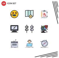 Set of 9 Modern UI Icons Symbols Signs for marshmallow pc scheme imac monitor Editable Vector Design Elements