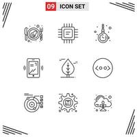 Universal Icon Symbols Group of 9 Modern Outlines of plant leaf accessory layout mobile Editable Vector Design Elements