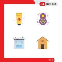 Universal Icon Symbols Group of 4 Modern Flat Icons of lotus web flower design house Editable Vector Design Elements