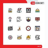 Universal Icon Symbols Group of 16 Modern Flat Color Filled Lines of project document underwater cabinet inbox Editable Creative Vector Design Elements