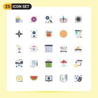 25 Universal Flat Color Signs Symbols of processor chip gear under magnifier meeting debate Editable Vector Design Elements