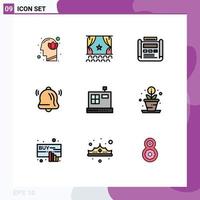 Modern Set of 9 Filledline Flat Colors and symbols such as notification bell performance layout development Editable Vector Design Elements