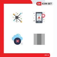 User Interface Pack of 4 Basic Flat Icons of distribute delete connection mobile cancel Editable Vector Design Elements