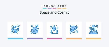 Space Blue 5 Icon Pack Including . space. planet. shuttle. space. Creative Icons Design vector