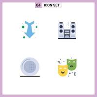 Pack of 4 Modern Flat Icons Signs and Symbols for Web Print Media such as arrow drinks straight party meal Editable Vector Design Elements