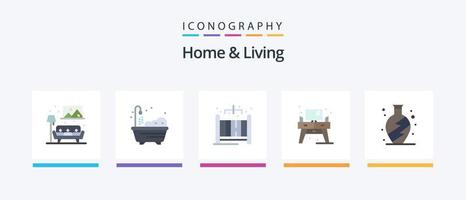 Home And Living Flat 5 Icon Pack Including . living. living. home. screen. Creative Icons Design vector