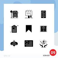 Pack of 9 creative Solid Glyphs of interface flag medical paper business Editable Vector Design Elements