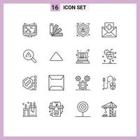 Outline Pack of 16 Universal Symbols of find mail action health disease Editable Vector Design Elements