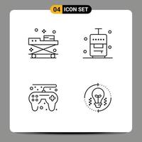 Pack of 4 Modern Filledline Flat Colors Signs and Symbols for Web Print Media such as ambulance game controller medicine suitcase play Editable Vector Design Elements