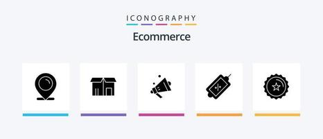 Ecommerce Glyph 5 Icon Pack Including ecommerce. badge. speaker. tag. market. Creative Icons Design vector