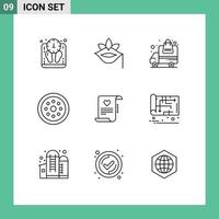 Pack of 9 Modern Outlines Signs and Symbols for Web Print Media such as smart protection spring locked order Editable Vector Design Elements