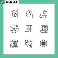 Pack of 9 Modern Outlines Signs and Symbols for Web Print Media such as smart protection spring locked order Editable Vector Design Elements