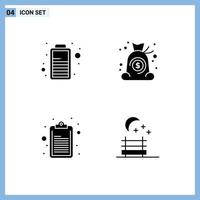 4 Creative Icons Modern Signs and Symbols of battery note bag finance night seat Editable Vector Design Elements