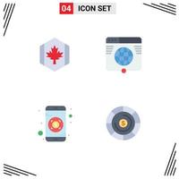 Modern Set of 4 Flat Icons and symbols such as flag website leaf internet investment Editable Vector Design Elements